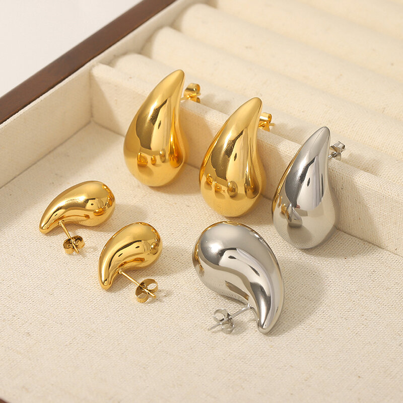 2 sztuk/zestaw modne talerzyki w złotym kolorze masywne kolczyki z kroplami dla kobiet osobowość błyszcząca łezka kolczyk biżuteria prezenty