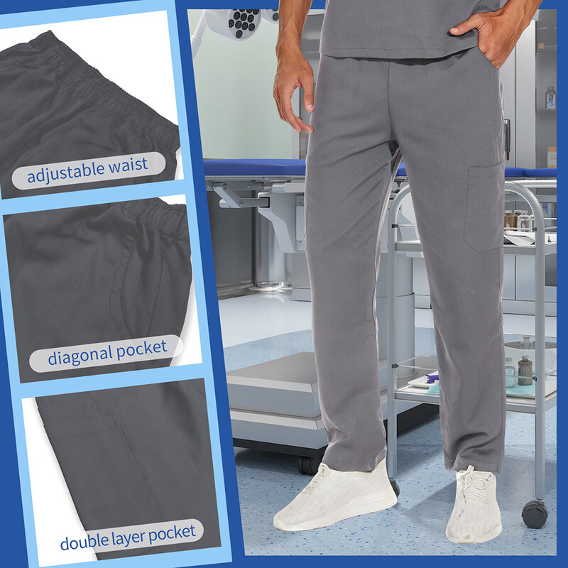V Neck Scrub Top+doctor Pant Nursing Clothes S-3XL Medical Uniforms Men Short Sleeve Dentist Doctor Costume Nurse Tops and Pants