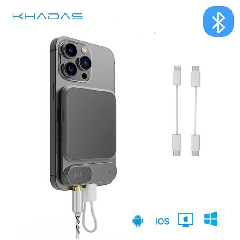 Khadas Tea-amplificador de auriculares portátil, Mini Dongle DAC compatible con Bluetooth 5,0, compatible con MagSafe, 8H Play Dual Mic PCM, DSD, MQA