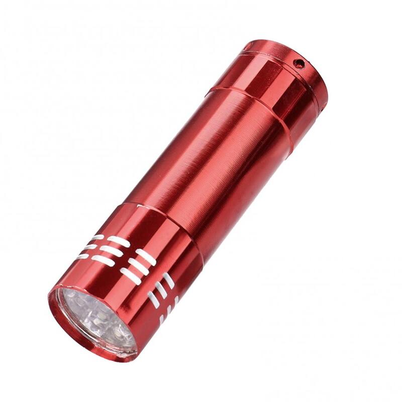 Lanterna LED portátil de alumínio, Mini bolso luz tocha, multifunções 9 lâmpada