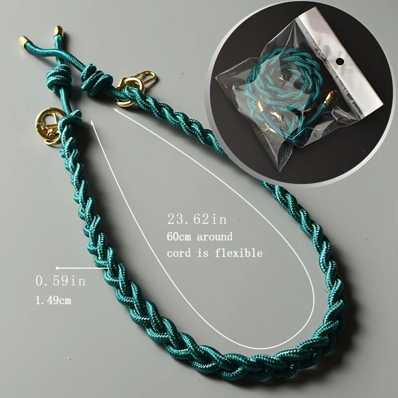Multi-funcional bolsa cinta handmade corda cabo tricô design menina trança 60cm comprimento telefone caso cadeia senhora cadeia de vidro