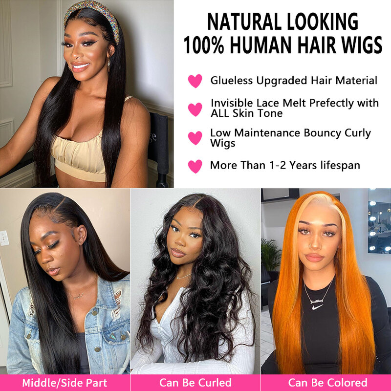 MEODI Bone Straight Lace Front Wig 13x4 Brazilian Pre Plucked Lace Hair Wigs For Women 13x6 360 Hd Lace Frontal Human Hair Wigs