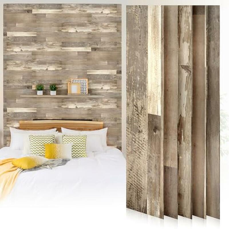 Caja de tablones de pared de acento de palo de pelar, fácil de instalar, aspecto de madera Real, adhesivo fuerte extraíble, peso ligero, bricolaje, hermoso hogar de acento