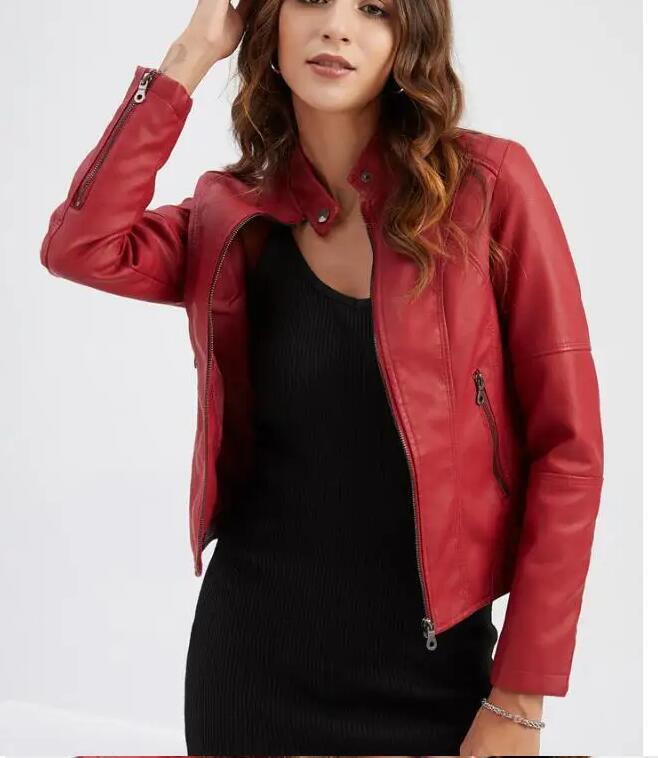 Jaqueta de couro falso feminina, casaco de alta qualidade, roupas de primavera e outono, tamanho UE XS-4XL, 7 cores