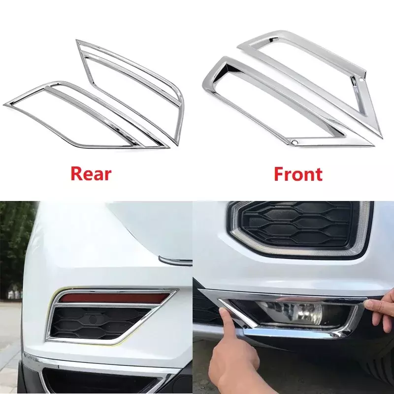For VW T-Roc TROC 2017 2018 2019 2020 ABS Chrome Car Front/Rear Fog Light Lamp Cover Trim Strips Decoration Cover