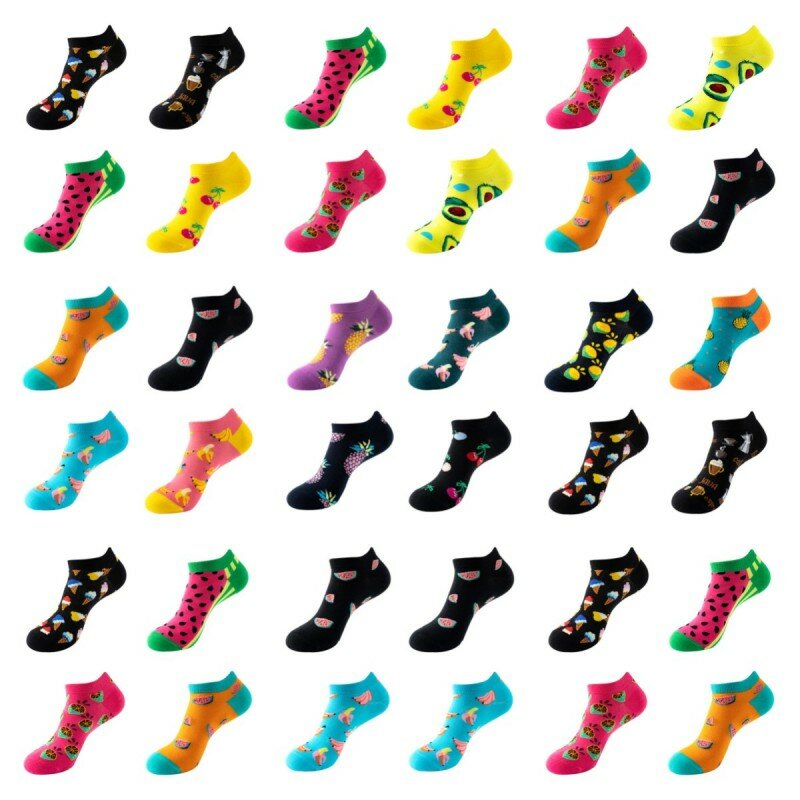 Calcetines tobilleros de algodón para hombre y mujer, calcetín divertido de estilo Harajuku, fruta, aguacate, divertido e Invisible, para verano, 4 pares