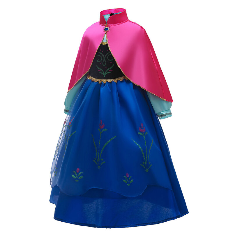 Disfraz de Anna para niñas, vestido de princesa con Cpaes, ropa de Cosplay con luz LED, Reina de la nieve, vestido de lujo para fiesta de cumpleaños