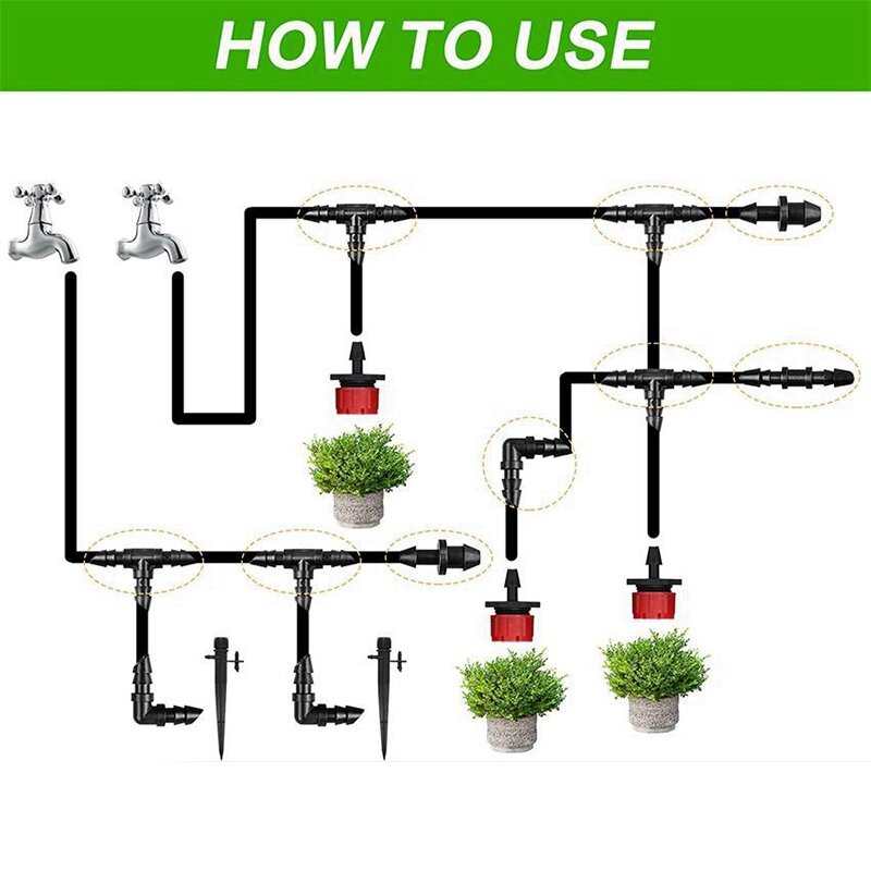 50 buah konektor air taman berduri irigasi Dripper Sprinkler 4/7mm Tubing fitting untuk tanaman bunga irigasi tetes mikro
