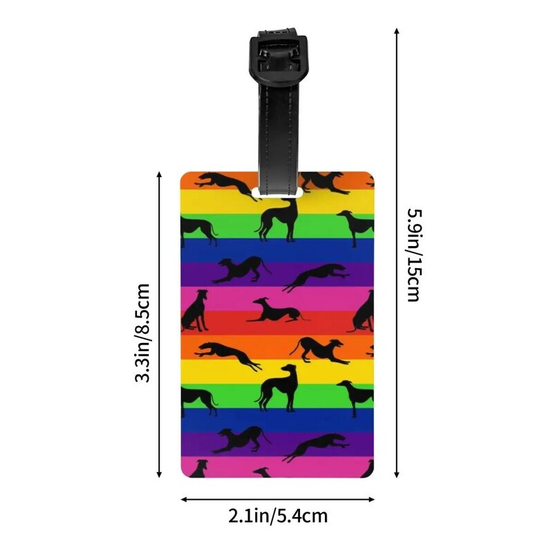 Benutzer definierte Greyt Windhund Regenbogen Gepäck anhänger Privatsphäre Schutz Whippet Windhund Hund Gepäck anhänger Reisetasche Etiketten Koffer