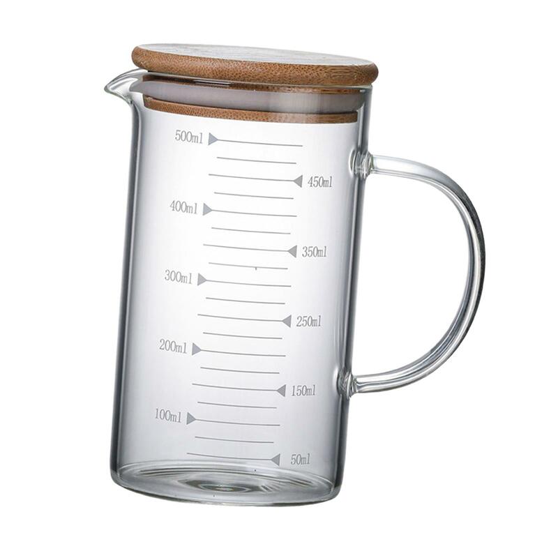 Стакан для измерения, прозрачная многофункциональная чашка большой емкости с крышкой, термостойкая стеклянная чашка для молока, сока, лемонада, напитков, кофе, подарки