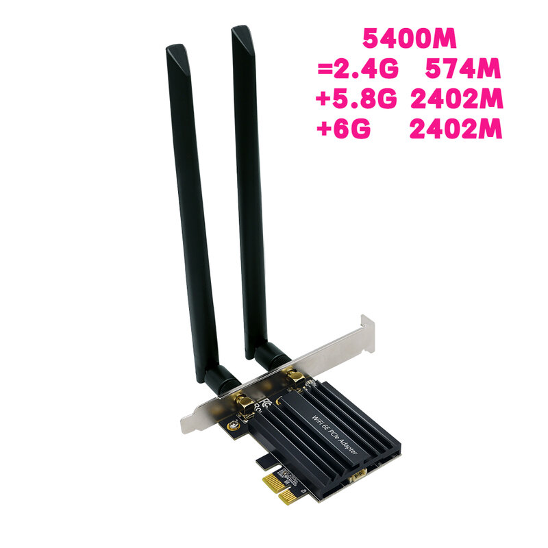 OEM 802.11AX WIFI6E 5400Mbps 2.4G/5.8G/6G 160Mhz Không Dây PCIe LAN Adapter Thẻ BLE5.2 + 1024-QAM/MU-MIMO Usb Wifi