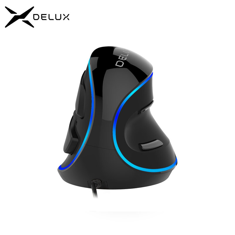 Delux M618 PLUS Mouse da gioco verticale ergonomico 6 pulsanti 4000 DPI RGB cablato/Wireless Mouse destro per PC Laptop Computer