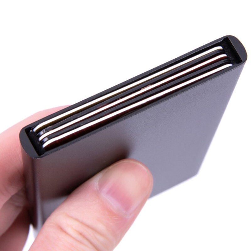 Tarjetero antirrobo con patrón de letras, billetera de Metal de aluminio fino, funda de bolsillo, nueva caja de tarjetas de crédito