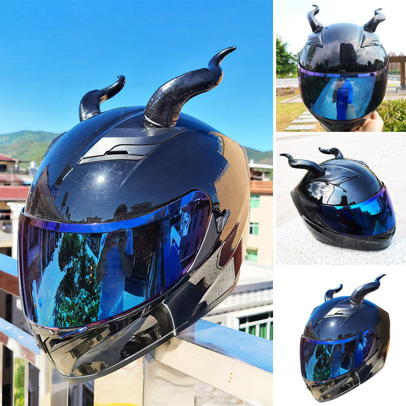 Kreatywna osobowość motocykl kask elektryczny dekoracja diabelskie rogi akcesoria kask motocyklowy naklejki Cosplay stylizacja