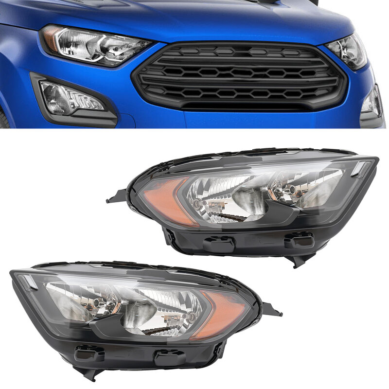 Lampu depan sepasang, lampu depan Halogen kiri + kanan untuk 2018 2022 Ford EcoSport S, SE, SES