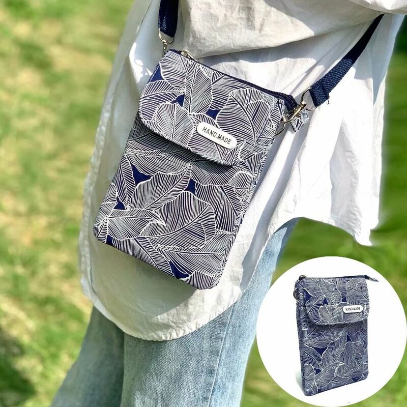 Idyllic Leaf Handbags Fashion Fabric 5-layer Mobile Phone Bag Clutch Phone Bag Women