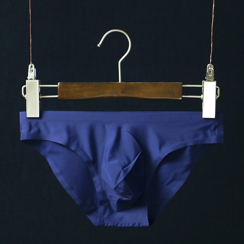 ผู้ชายยืดหยุ่น Seamless Solid Underpants Ultra-บาง Breathable น้ำแข็งผ้าไหมไม่มีรอยต่อต่ำเอวชุดชั้นใน
