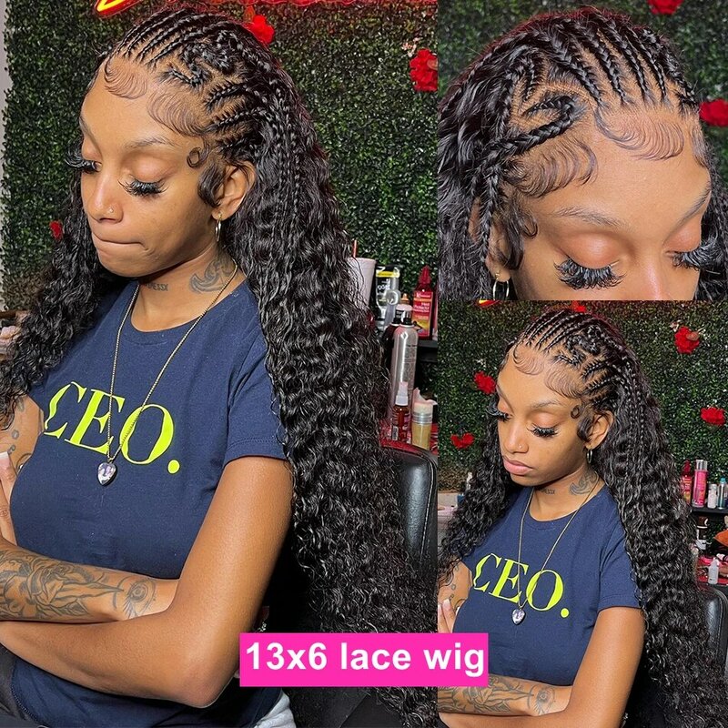 Deep Wave Frontal Wig 40Inch Transparent 13x4 13x6 HD Lace Frontal Human Hair Wigs Curly Human Hair Lace Frontal Wigs For Women