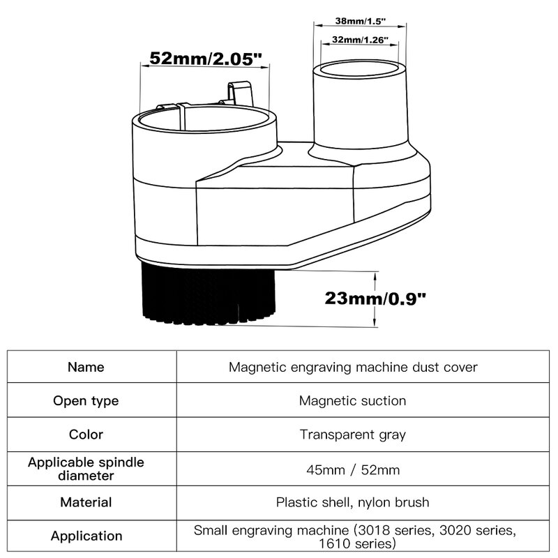 Пылезащитная Крышка для фрезерного станка с ЧПУ, 52 мм, 45 мм