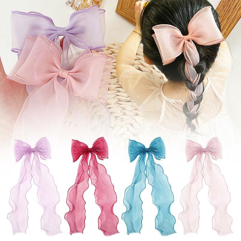 1pc New Cute Big Bow Hair Clip Party Holiday accessori per capelli donna forcine intrecciate Girl Fashion Headwear Streamer nappa W1E9
