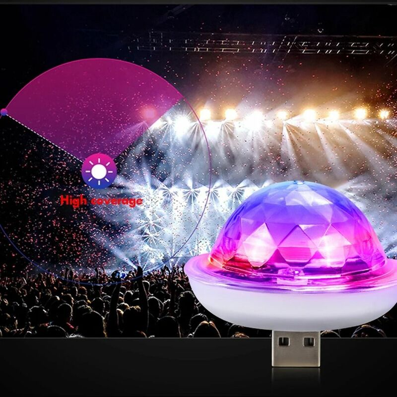 Colorful Car USB Ambient Light 5V Interface DJ RGB LED Magic ball light Music Sound Voice Control Atmosphere Lamp