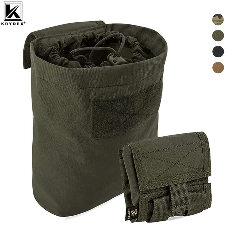 KRYDEX-bolsa de basura táctica MOLLE plegable, bolsa de recogida de revistas, enrollable, compacta, accesorios de herramientas de caza, bolsa de utilidad de cintura