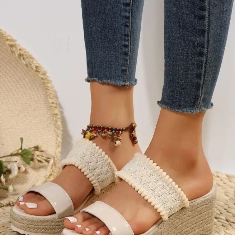 Damen moderne Hausschuhe High Heel Schuhe für Frauen 2024 Sommer Mode Plattform Sandalen heißen Verkauf Keil absatz Hausschuhe