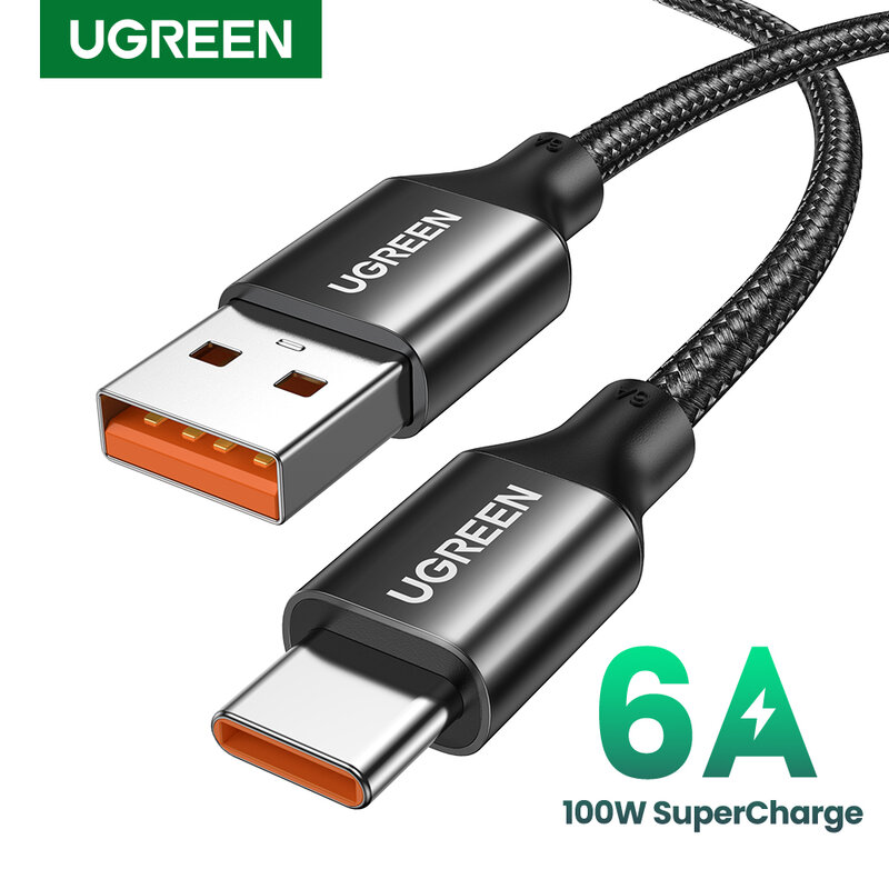UGREEN-USB Tipo C Cabo para Carregamento Rápido, 6A, Huawei Companheiro, 60, Honra, 100W, 88W, Super Carga, Xiaomi