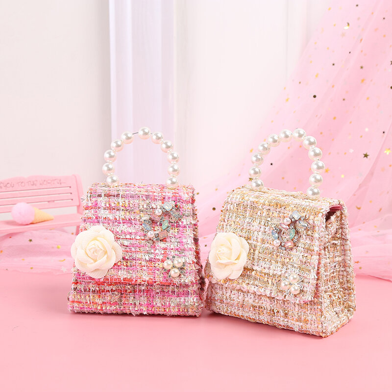 Брендовые новые женские сумки, милая сумка для маленькой девочки, маленькой принцессы, Детская сумка с цветами и жемчугом, ручная Диагональная Сумка