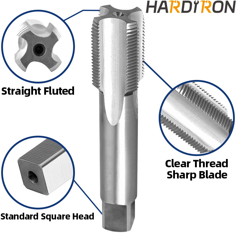 Hardiron 7/8-14 UNF Thread Tap Left Hand, HSS 7/8 x 14 UNF Straight Fluted Machine Tap