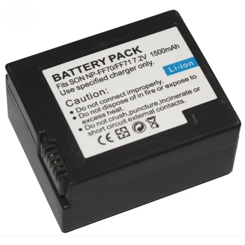 Bateria e carregador para Sony, NP-FF70, NP-FF71, NPFF70, NPFF71, DCR-HC1000, IP1, IP210, IP220, IP45, IP5, IP55, PC106, Fit NP-FF50, FF51, 1500mAh