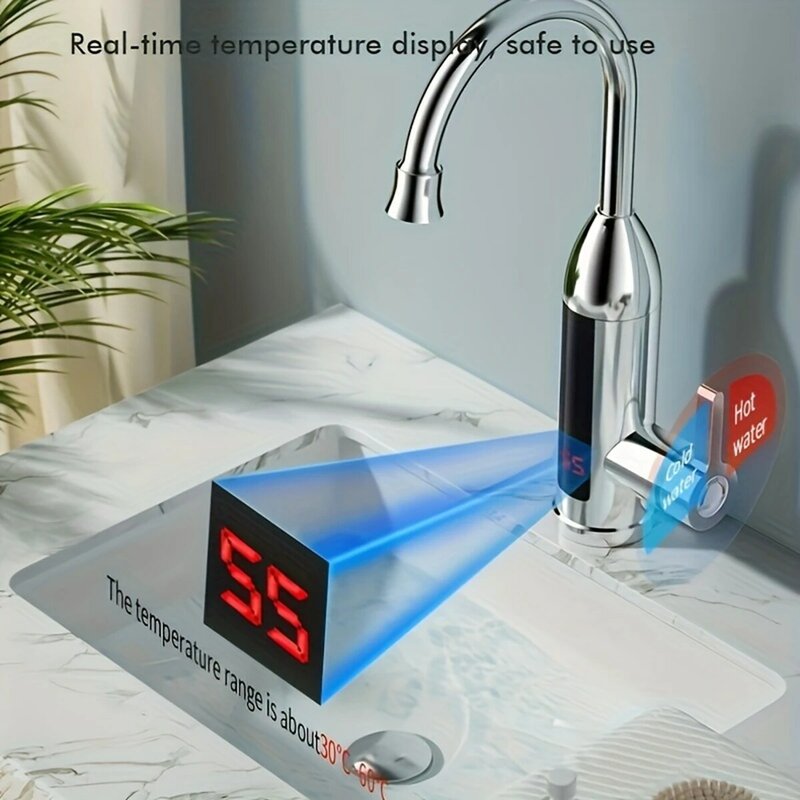 Momentane Digitale Display Elektrische Keuken En Badkamer Snelverwarming Kraan RX-012