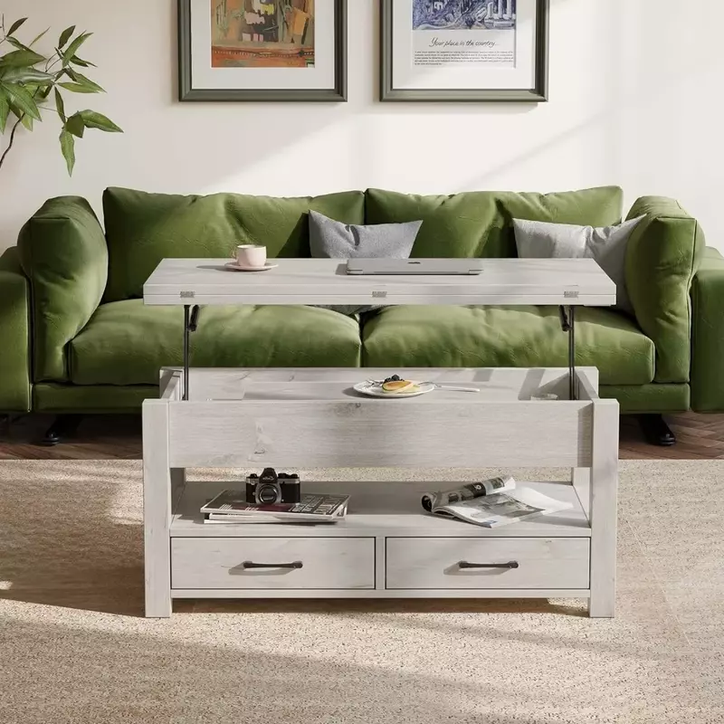 Coffee Table, Multi-Function Tables with Drawers and Hidden Compartment, Converts To Dining Tables for Living Room, Coffee Table