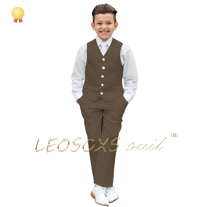 Colete e calça para meninos, vestido leve personalizado, terno elegante de 2 peças, idade de 3 a 16 anos