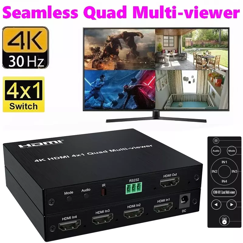 4k 4x1 HDMI Quad Multi-Viewer 2 4 Bildschirms egmentierung Mehr bildschirm nahtloser Switch Video Multiplexer links rechts Dual Display
