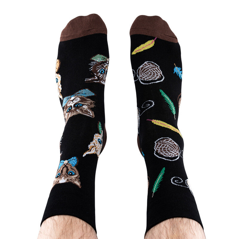Необычные и забавные модные Асимметричные носки средней длины с рисунком из мультфильма AB и утки-мандарин для мужчин и женщин