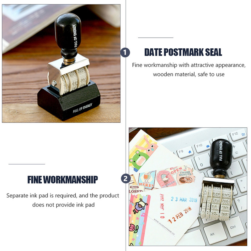Date Stamp for Journaling Postage Stamps DIY Rollers Knob Seal Scroll Wheel