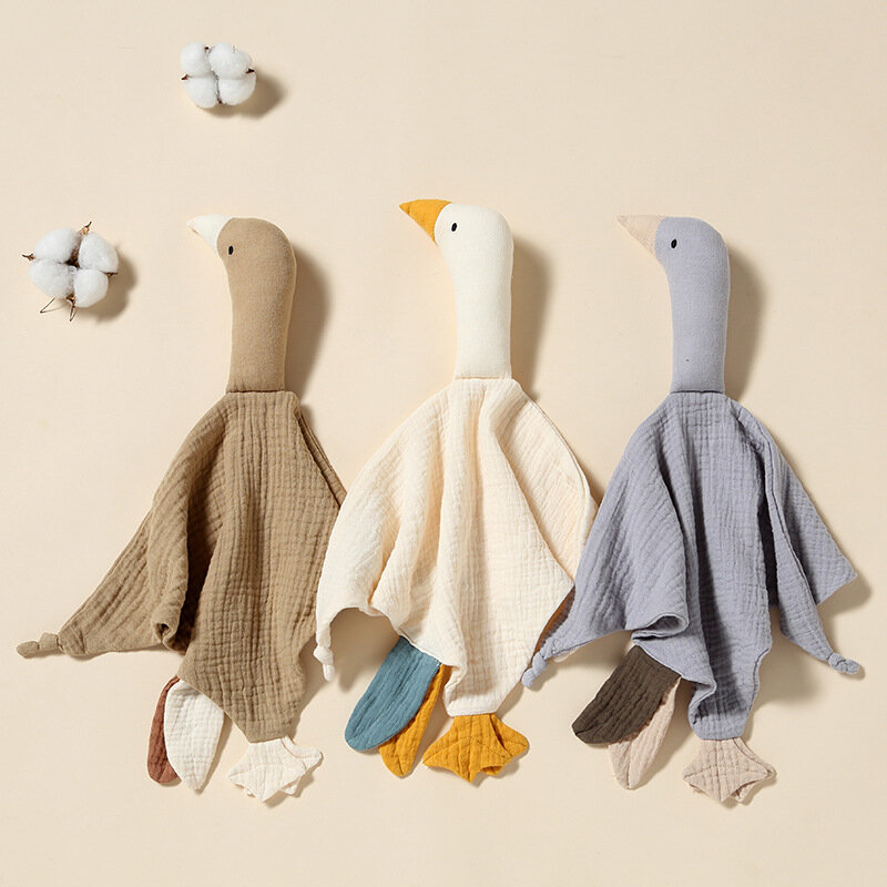 Edredón de algodón con estampado de cisne para bebé, manta de dibujos animados para recién nacido, muñecas para dormir, juguete para calmar la Saliva