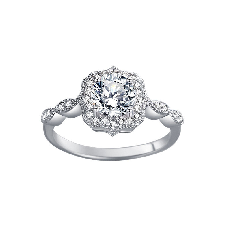 Anillo de Plata de Ley 925 con flor de mosonita para mujer, anillo de lujo ligero y elegante, Popular, nuevo