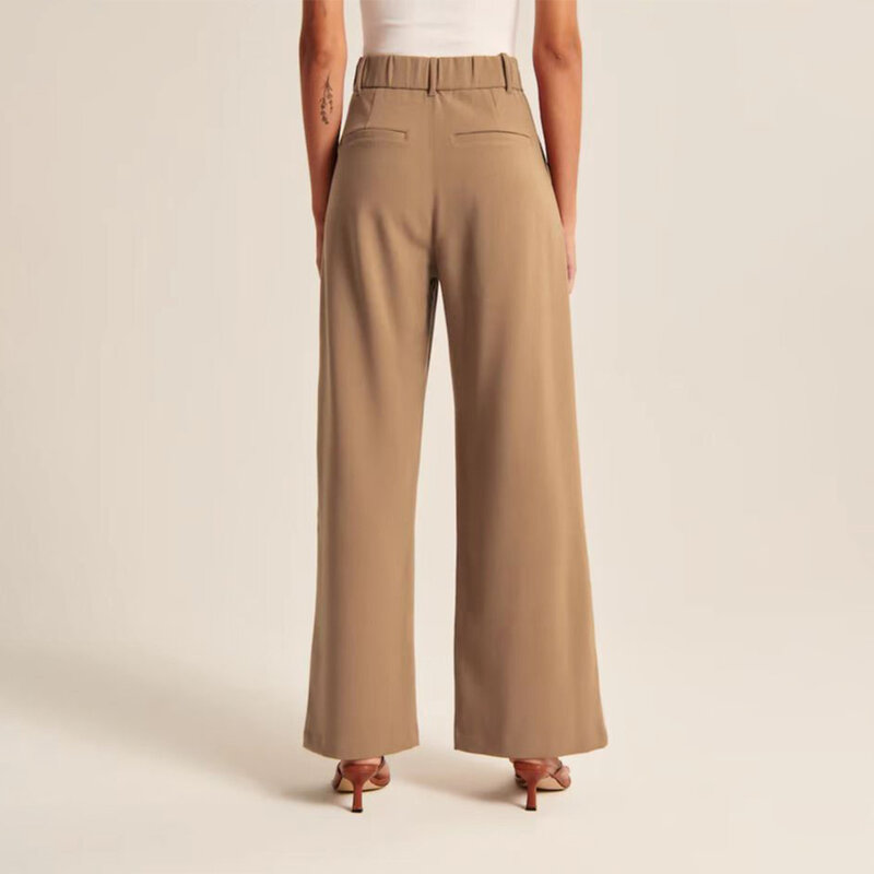 Modne damskie spodnie z szerokimi nogawkami Spodnie robocze z bocznymi kieszeniami i wysokim stanem dostępne w wielu odcieniach