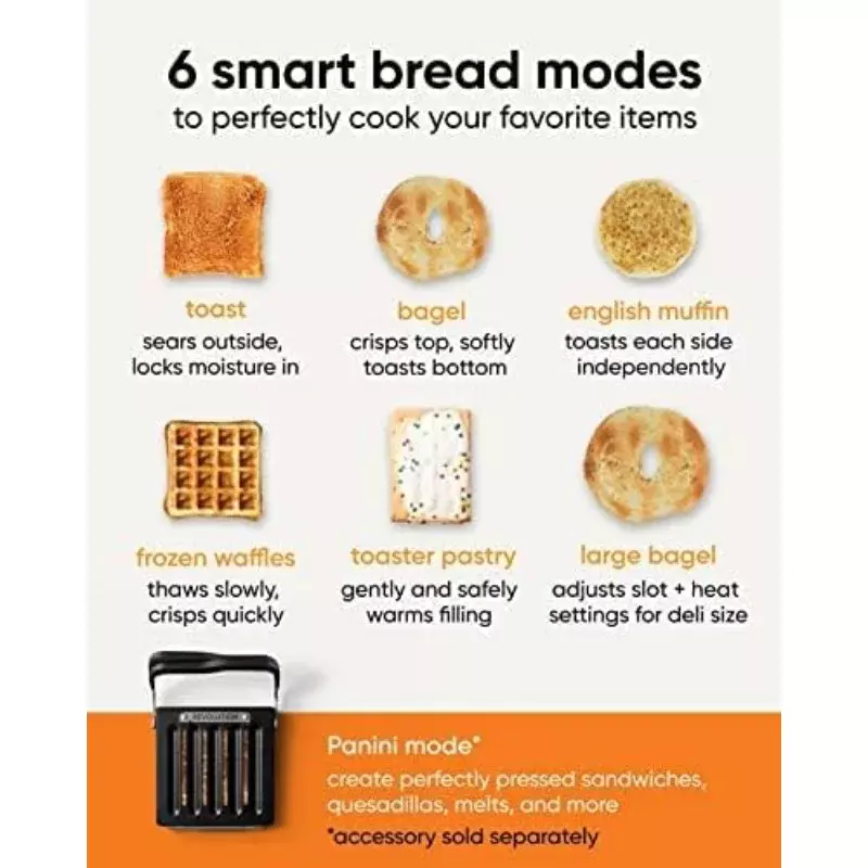 Revolution R180S pemanggang roti layar sentuh, pemanggang roti pintar dengan teknologi InstaGLO paten & revolusi Toastie Panini Press