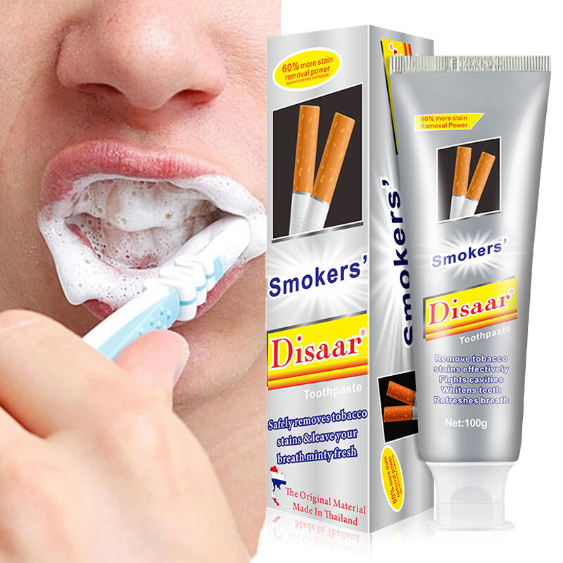 Pasta de dientes que elimina las manchas de humo, manchas de té, café, respiración fresca, mejora la higiene bucal, blanqueamiento suave, cuidado bucal, 100g