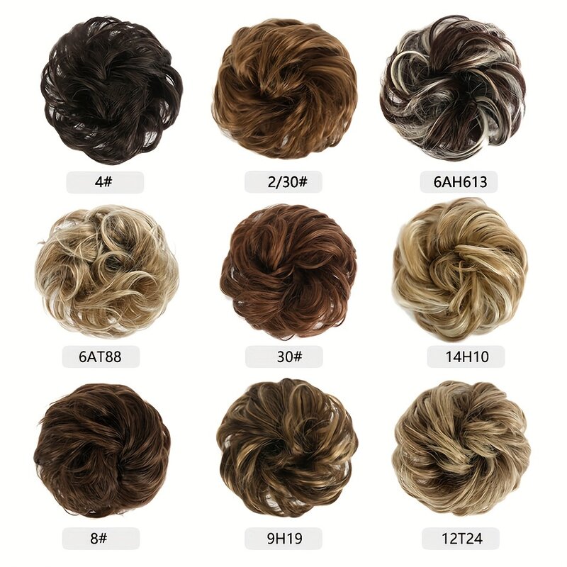 OLACARE Synthetic Hair Bun Wig Ladies Ponytail Hair Extension Scrunchie Elastic Wave Curly Hairpieces Scrunchie Wrap