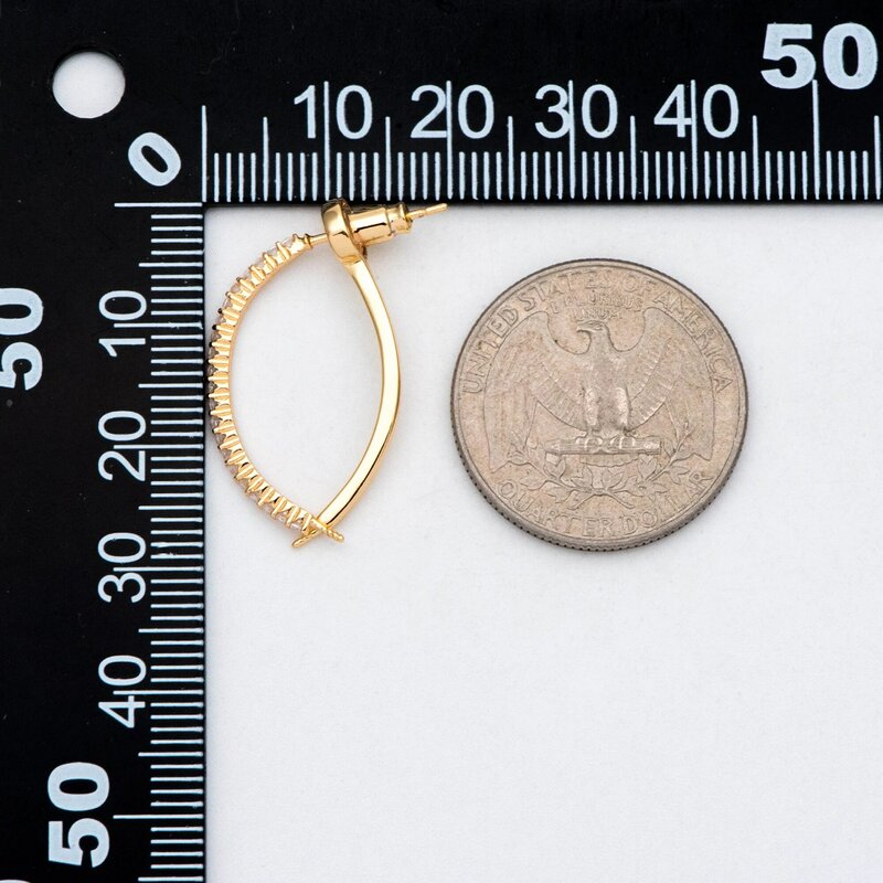4 шт., золотые изогнутые серьги-гвоздики с заглушкой для ушей, полуперфорированные жемчужины