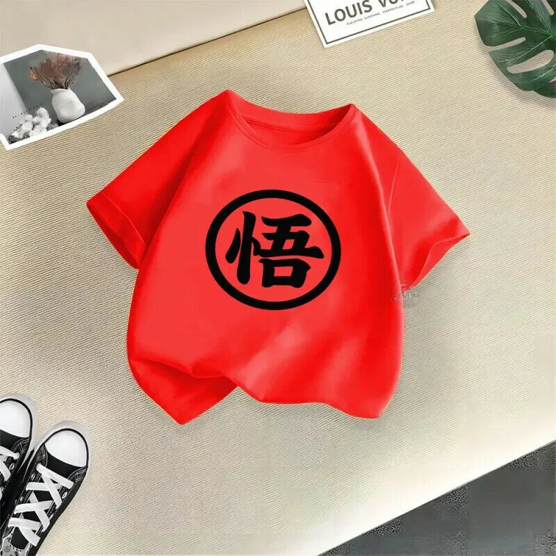 New summer letter printed short sleeved children's shirt, cotton round neck T-shirt, fashionable casual short sleeved top