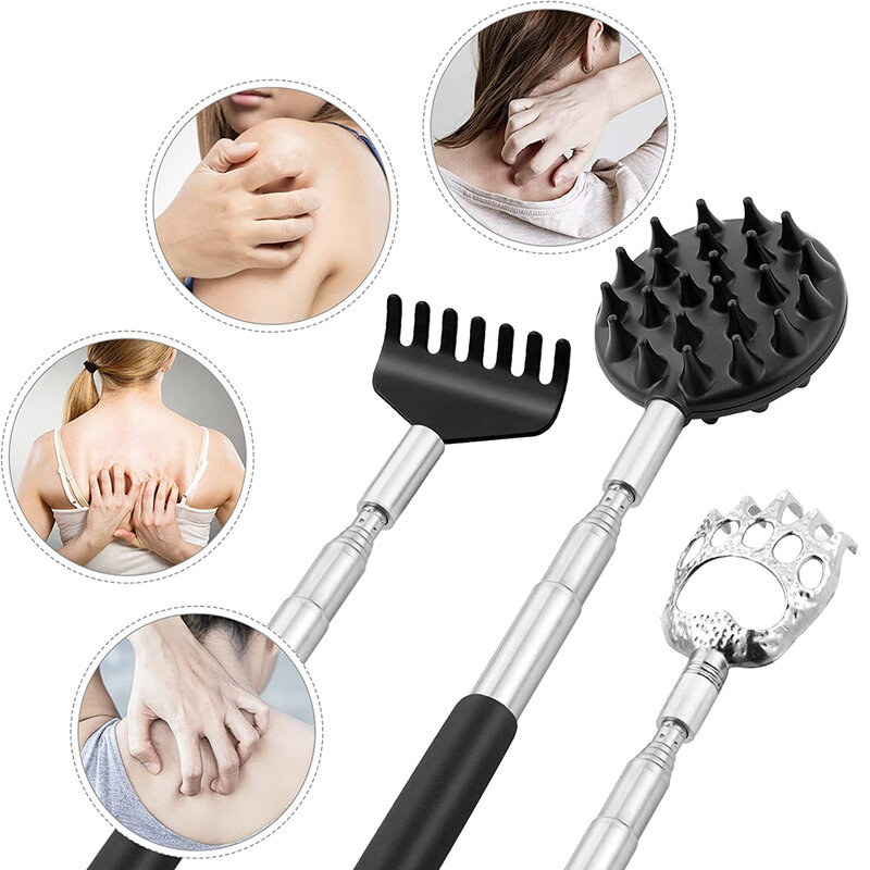 Back Scratcher for Men Women,Portable Extendable Stainless Steel Telescoping Back Scratchers Oversized and Normal Size
