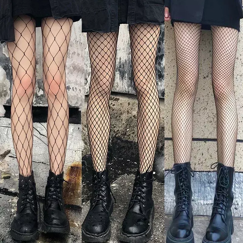 Lolita Cosplay Girls calze lunghe a rete calze a rete collant a rete collant in Nylon calze da donna Sexy pelle coscia vita alta calze