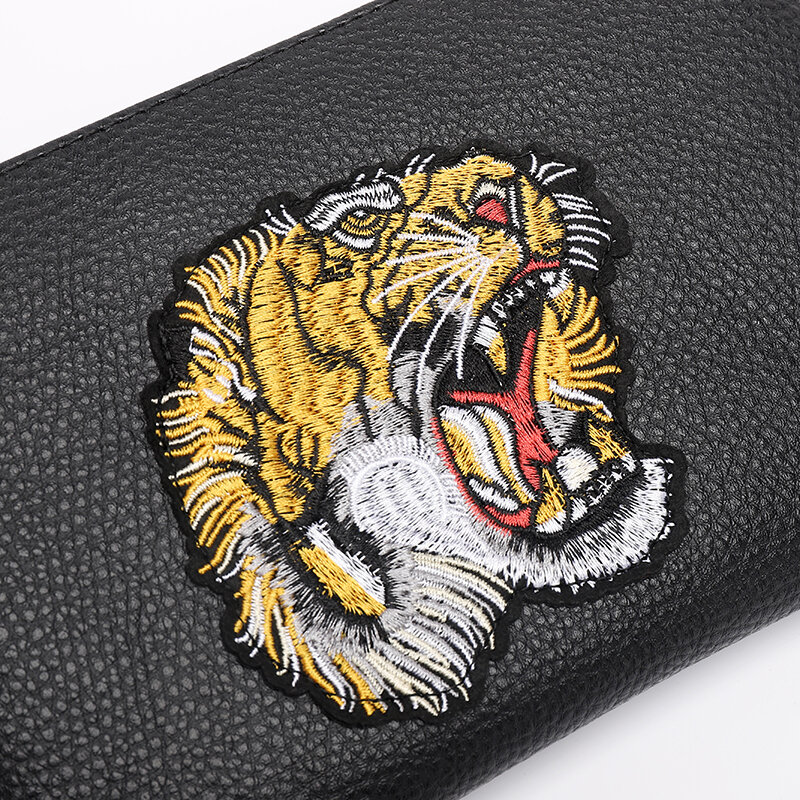 Fashion Tiger Head Pattern Business Men Clutch Bag High Quality Soft PU Leather Phone Handbag Casual Male Envelop Day Clutch