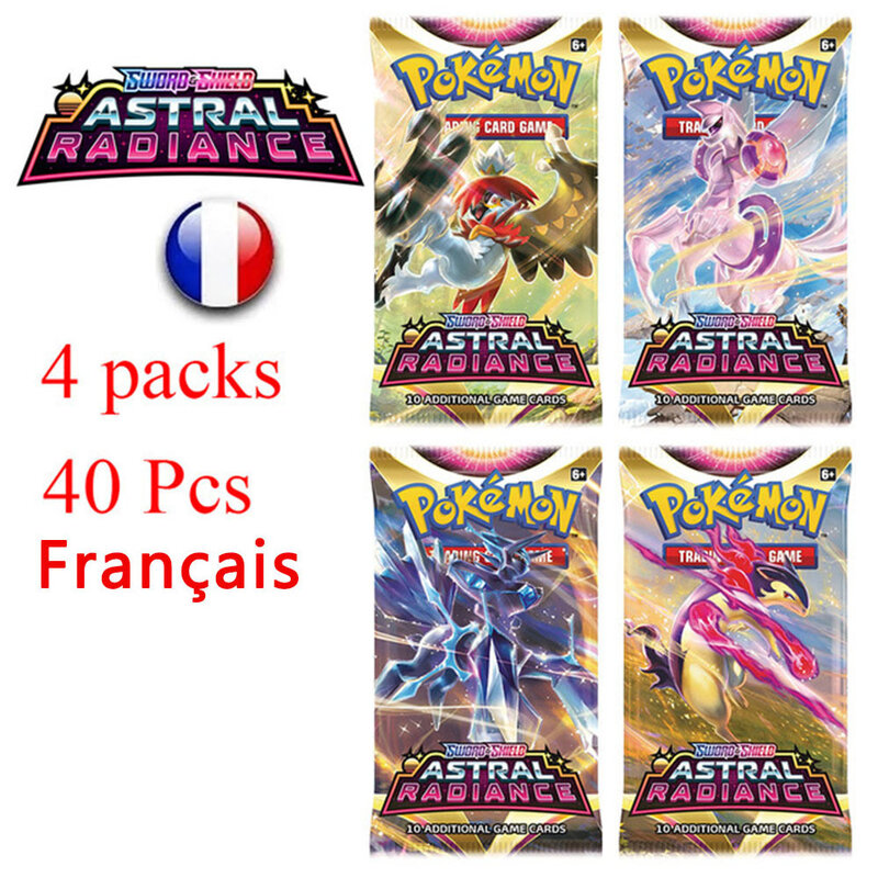 40 buah kartu Pokemon Inggris Prancis Spanyol TCG: Fates tersembunyi Scarlet Violet Booster koleksi kartu perdagangan permainan anak-anak