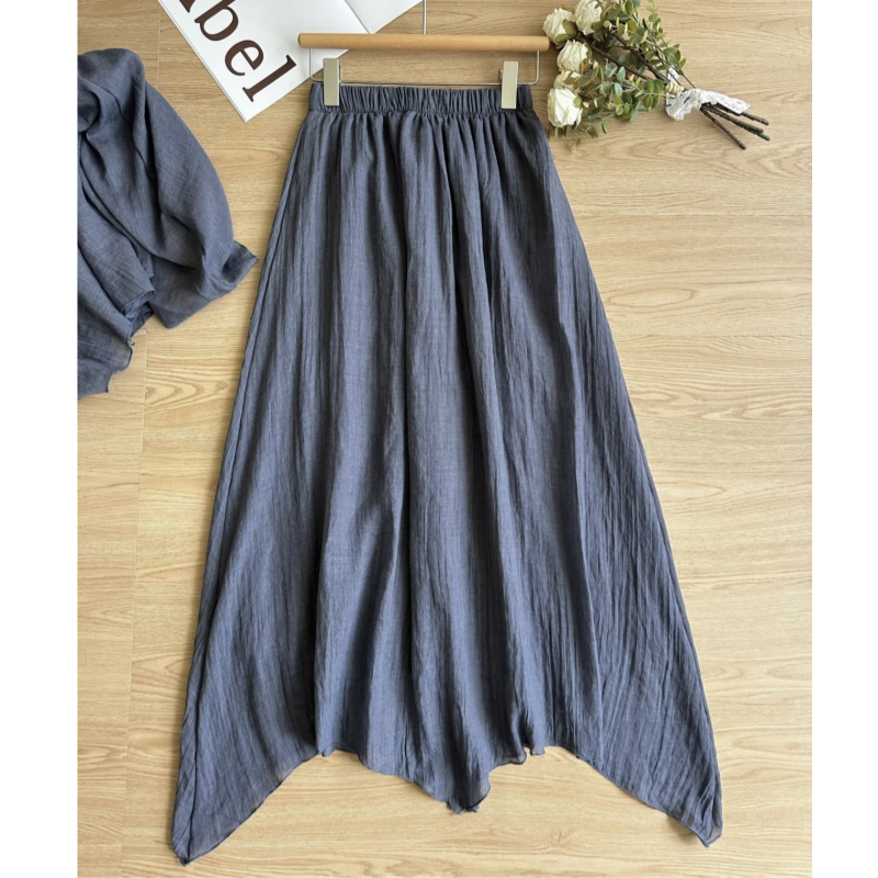 Женская элегантная и ассиметричная серая трапециевидная юбка с высокой талией большого размера для женщин новый высококачественный костюм из двух предметов на весну и осень